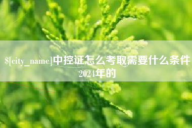 阿坝中控证怎么考取需要什么条件2024年的